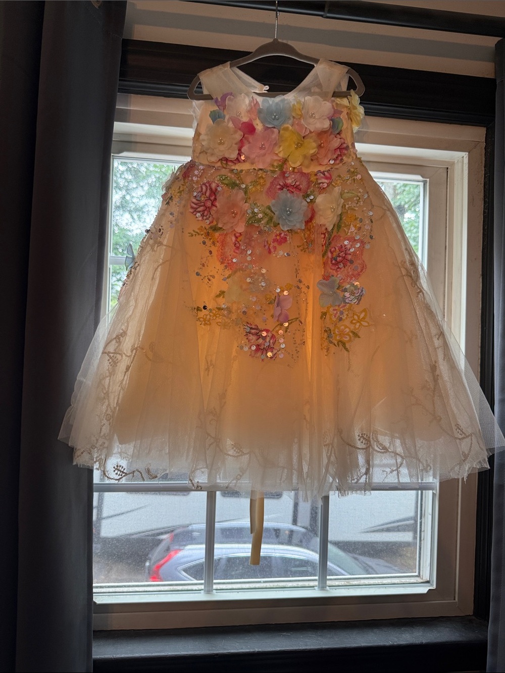 Handmade toddler Girls Ivory Floral Tulle Dress from Etsy